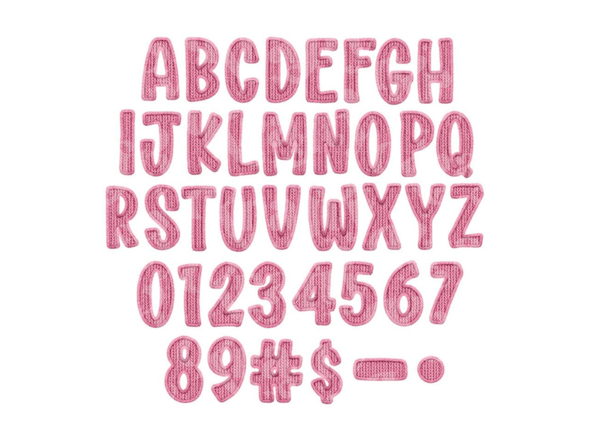 Valentine Faux Yarn Alphabet PNG Set, Doodle Letters (Commercial Use)
