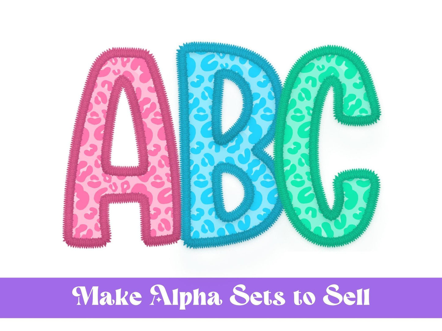 Faux Embroidery Hand Drawn Alphabet Sublimation Letters: Frame, Commercial Use