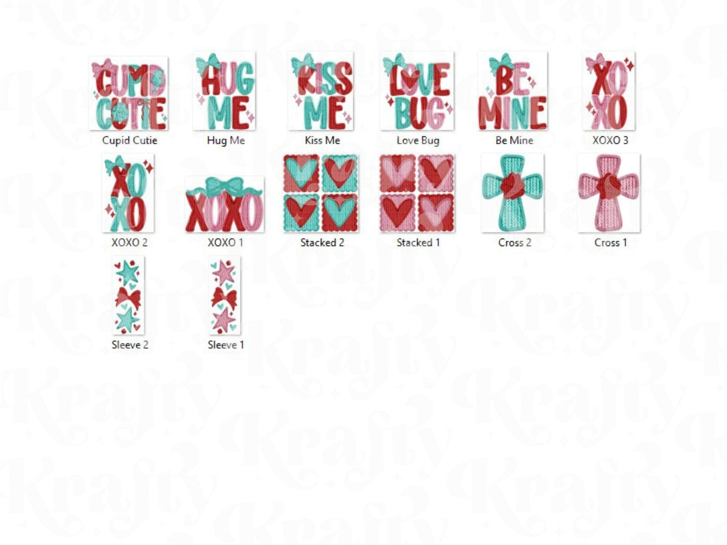 Faux Yarn Valentine's Day PNG Bundle: Faux Embroidery