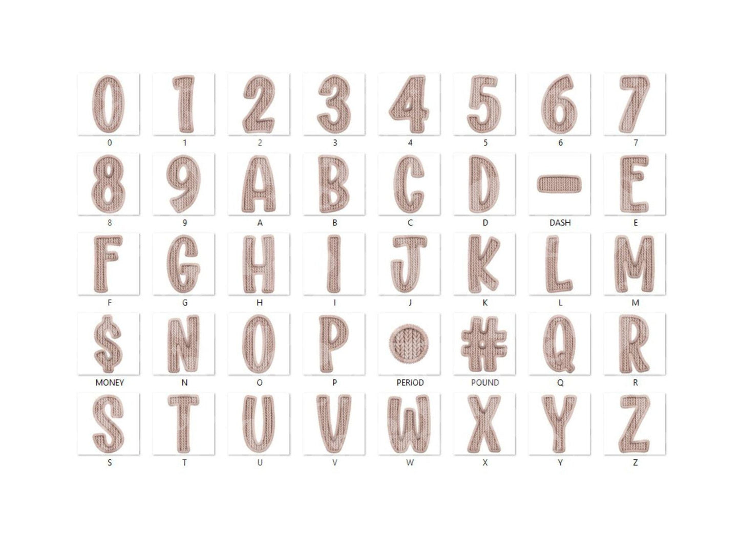 Christmas Alphabet PNG Set, Faux Yarn Alpha, Clipart, Hand Drawn Doodle Letters, Commercial Use