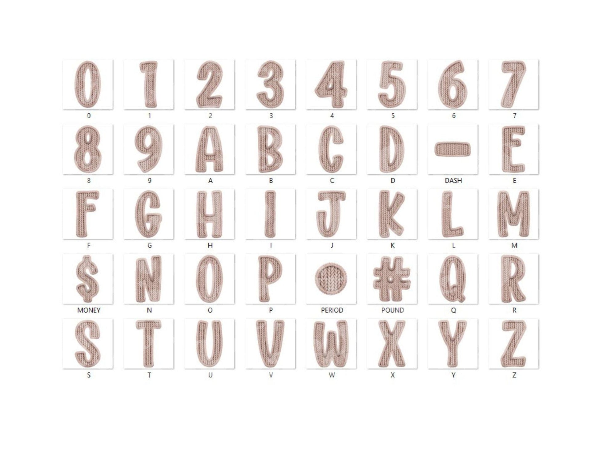 Christmas Alphabet PNG Set, Faux Yarn Alpha, Clipart, Hand Drawn Doodle Letters, Commercial Use