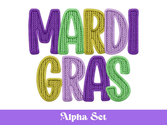 Mardi Gras Alphabet PNG Set, Faux Yarn Alpha, Letters Clipart, Commercial Use