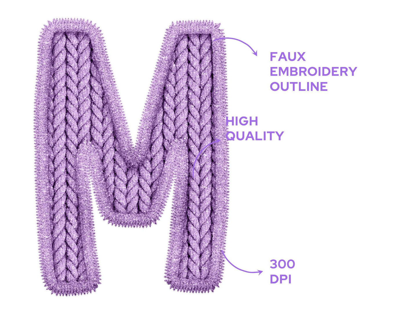 Mardi Gras Alphabet PNG Set, Faux Yarn Alpha, Letters Clipart, Commercial Use