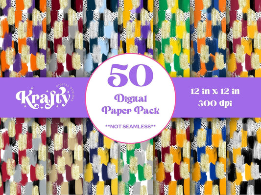 Hand Drawn Brush Stroke Background: Silver and Gold Glitter, (Digital Paper)