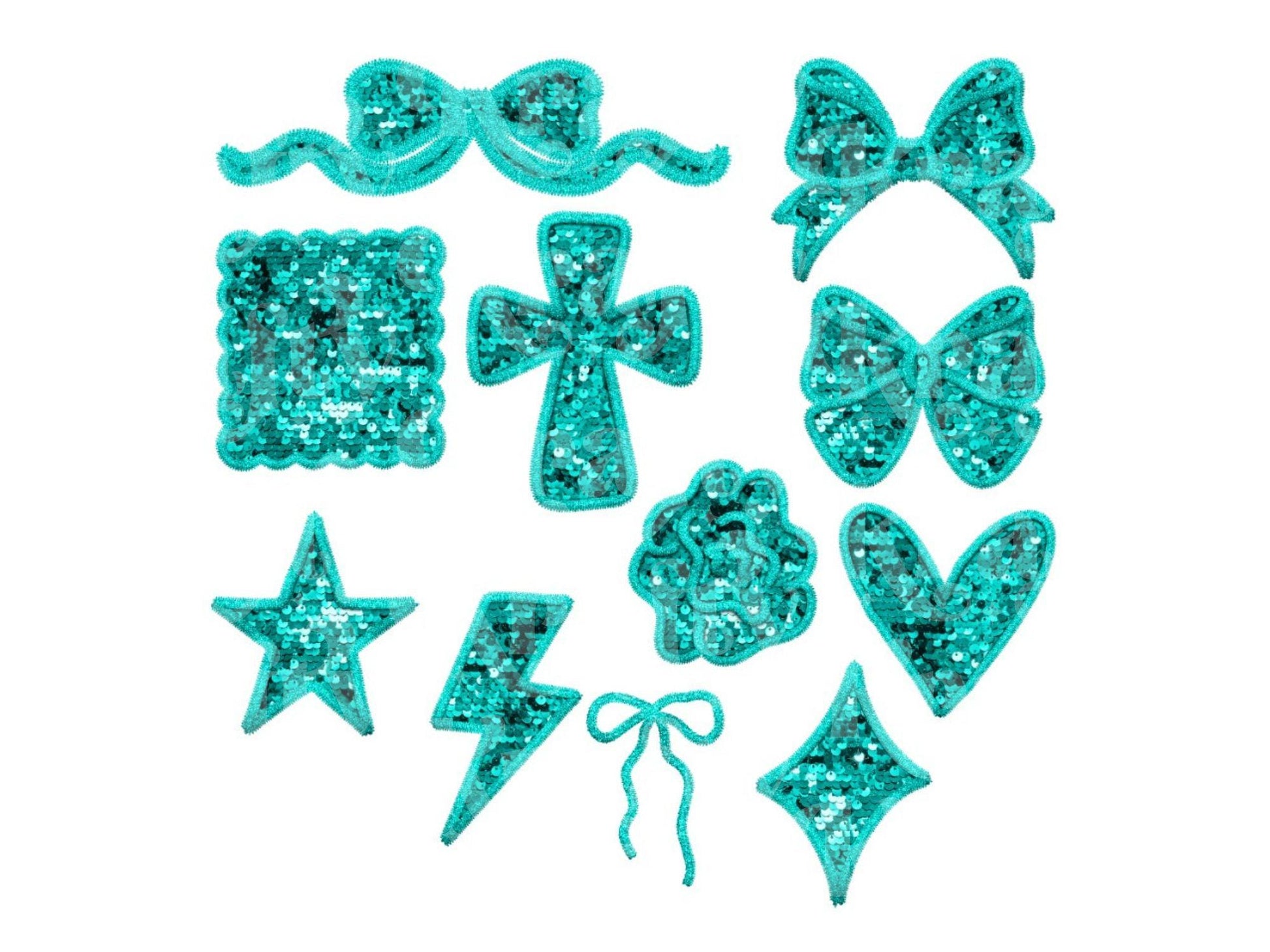 Valentine's Faux Embroidery Sequin Alphabet PNG Bundle, Letter Clipart, Hand Drawn