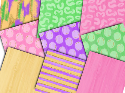 Hand Drawn Mardi Gras Digital Paper Bundle