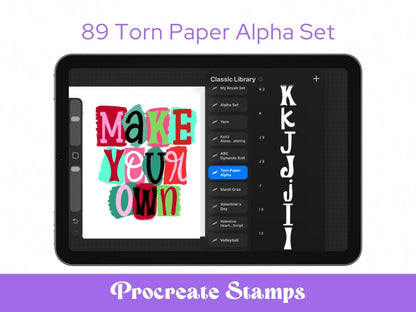 Ransom Alpha Brush Stamps: Hand Drawn, Commercial Use, Torn Paper