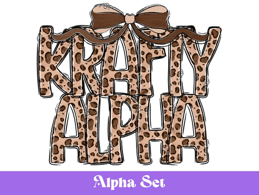 Leopard Print Alpha Doodle Letter Clipart, Preppy Alphabet, PNG