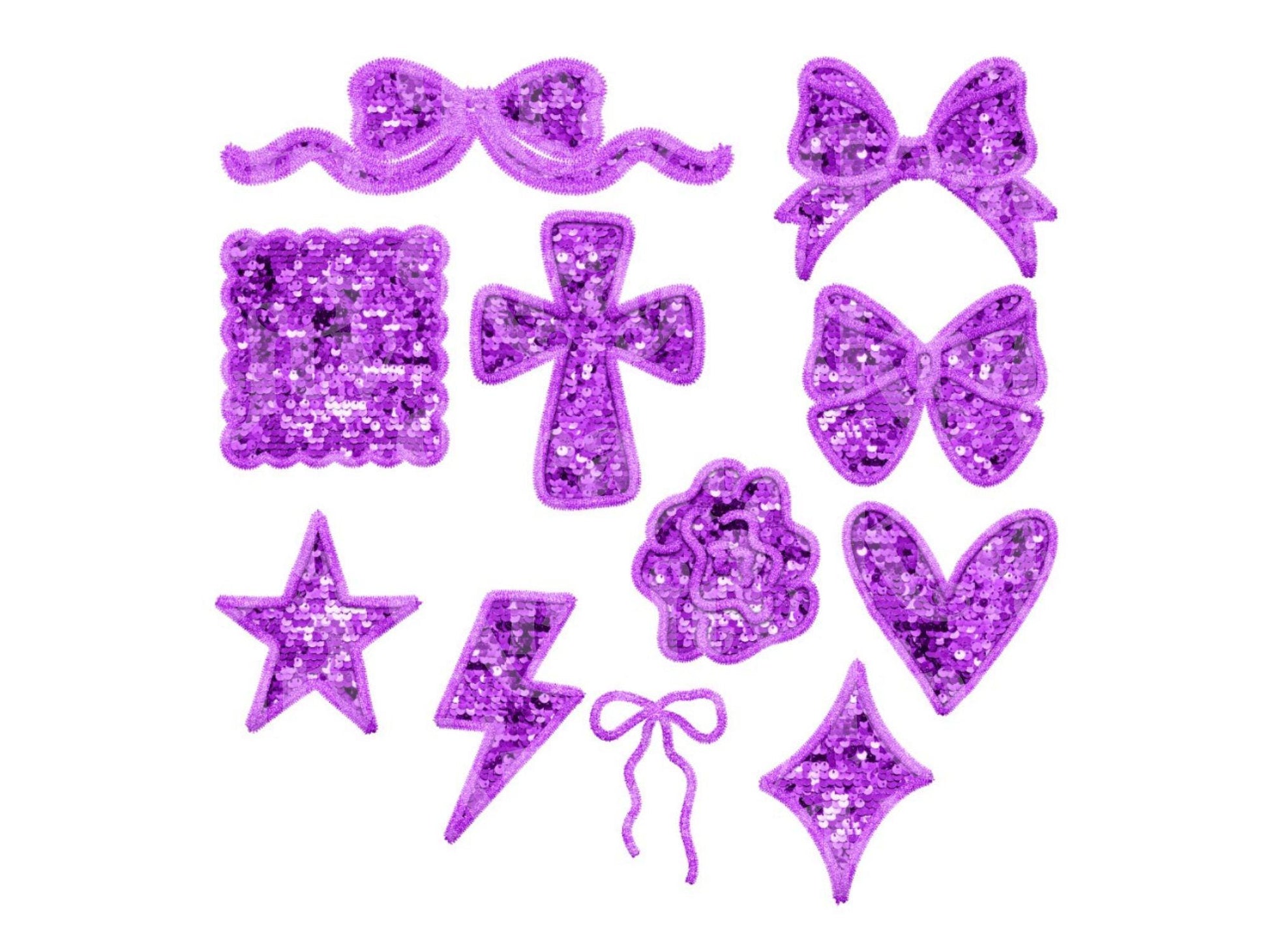 Valentine's Faux Embroidery Sequin Alphabet PNG Bundle, Letter Clipart, Hand Drawn