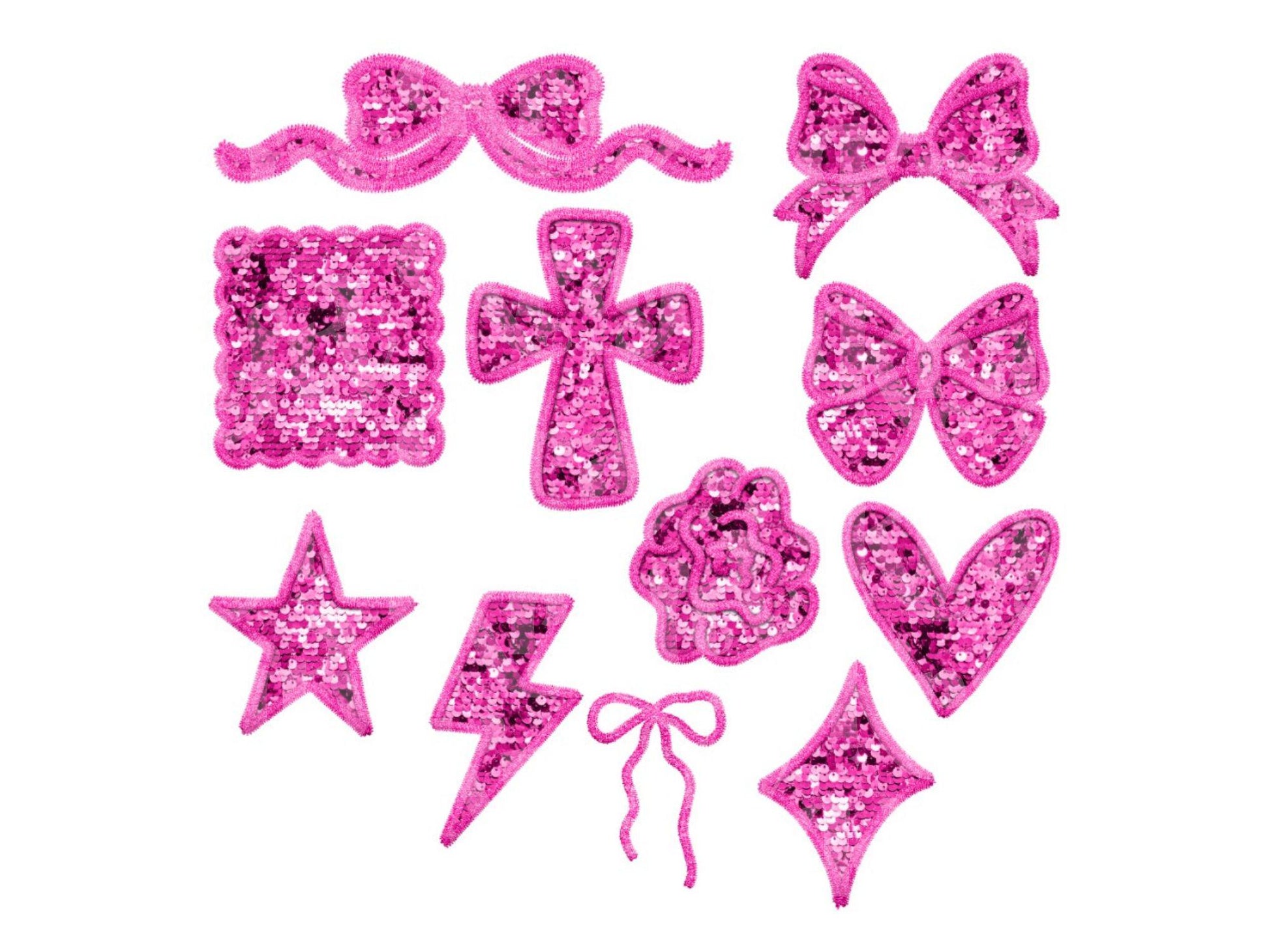 Valentine's Faux Embroidery Sequin Alphabet PNG Bundle, Letter Clipart, Hand Drawn