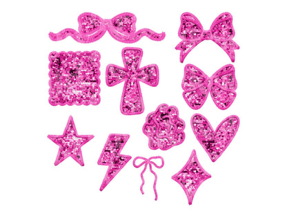 Valentine's Faux Embroidery Sequin Alphabet PNG Bundle, Letter Clipart, Hand Drawn