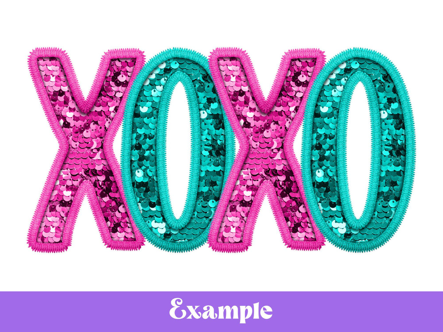 Valentine's Faux Embroidery Sequin Alphabet PNG Bundle, Letter Clipart, Hand Drawn