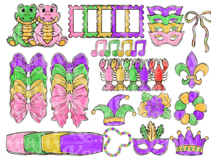 Mardi Gras Alphabet PNG: Hand Drawn Clipart Bundle (Digital Download)