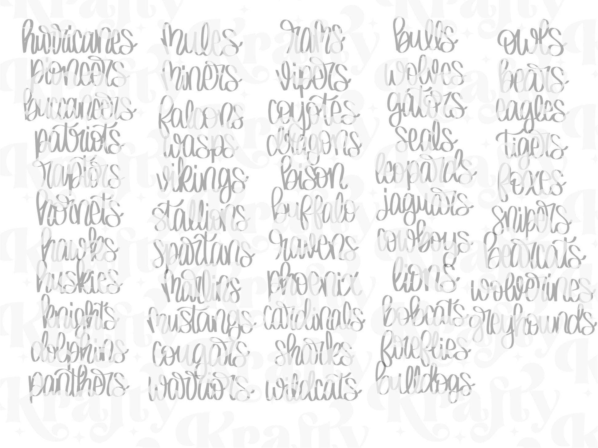 Hand Lettered Mascot Stamps, School Spirit, Preppy PNG
