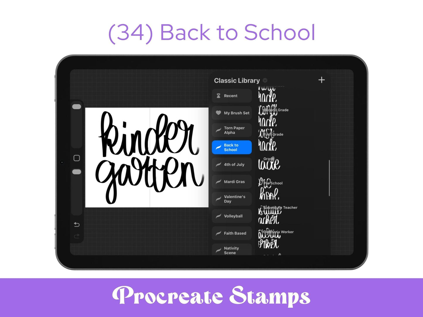 School Brush Stamps: Hand Drawn, Commercial Use (PNGs Included)