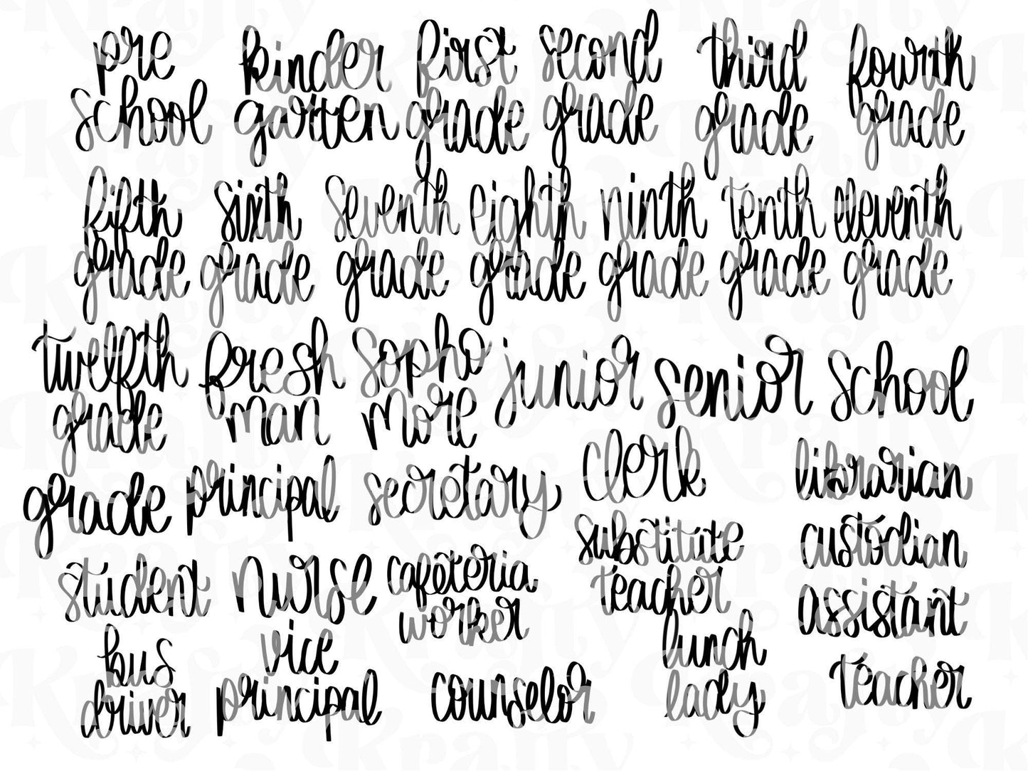 School Brush Stamps: Hand Drawn, Commercial Use (PNGs Included)