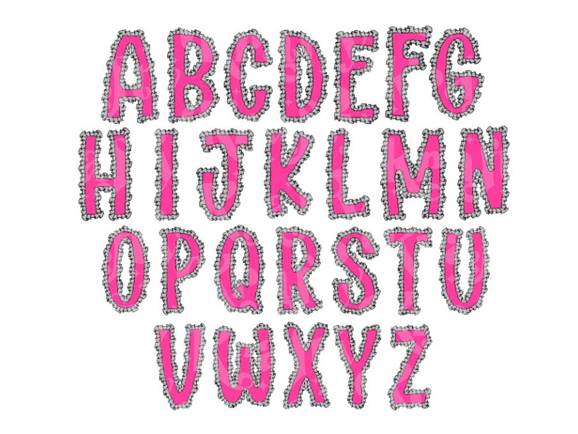Preppy Ruffle Alphabet Sublimation Letters: Commercial Use Alpha Sets