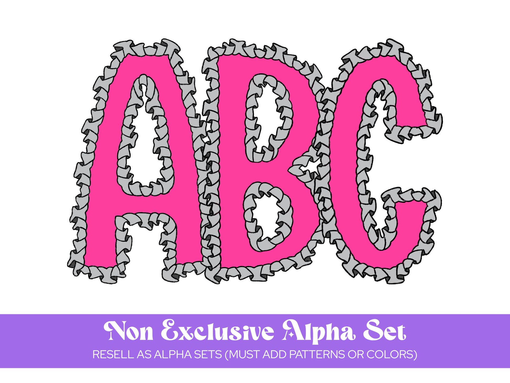 Preppy Ruffle Alphabet Sublimation Letters: Commercial Use Alpha Sets