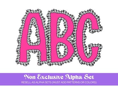 Preppy Ruffle Alphabet Sublimation Letters: Commercial Use Alpha Sets