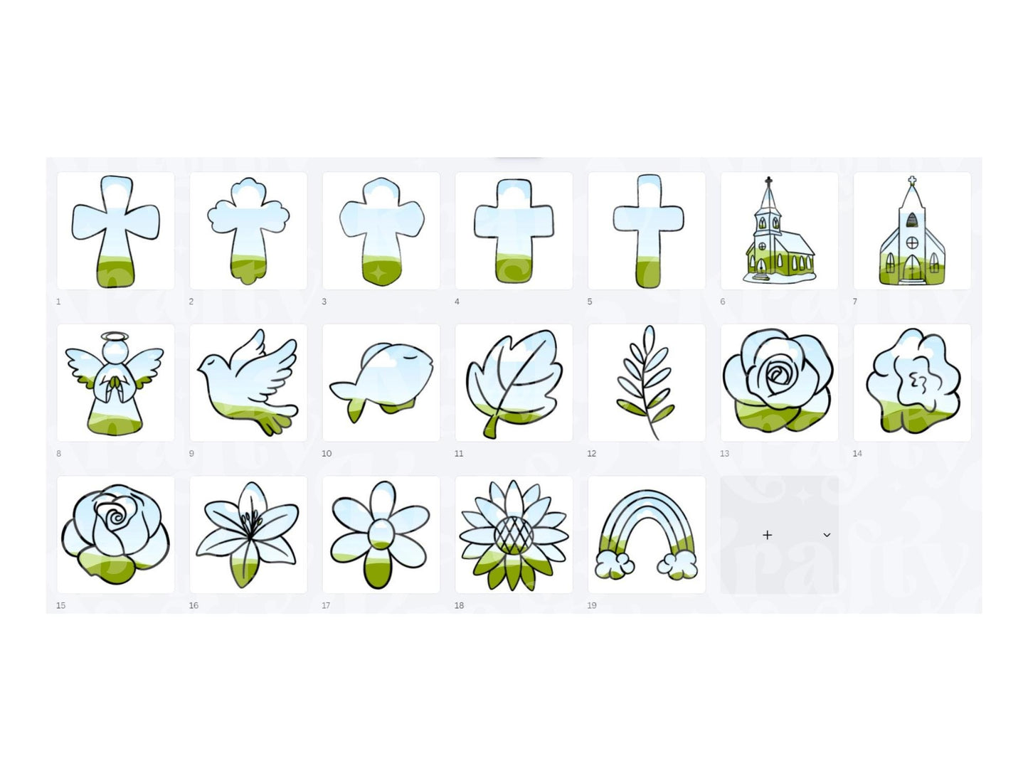 Christian Canva Frame Bundle: Hand-Drawn Clipart PNG Design