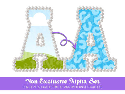 Varsity Pearl Alphabet Sublimation Letters: Commercial Use DIY PNG