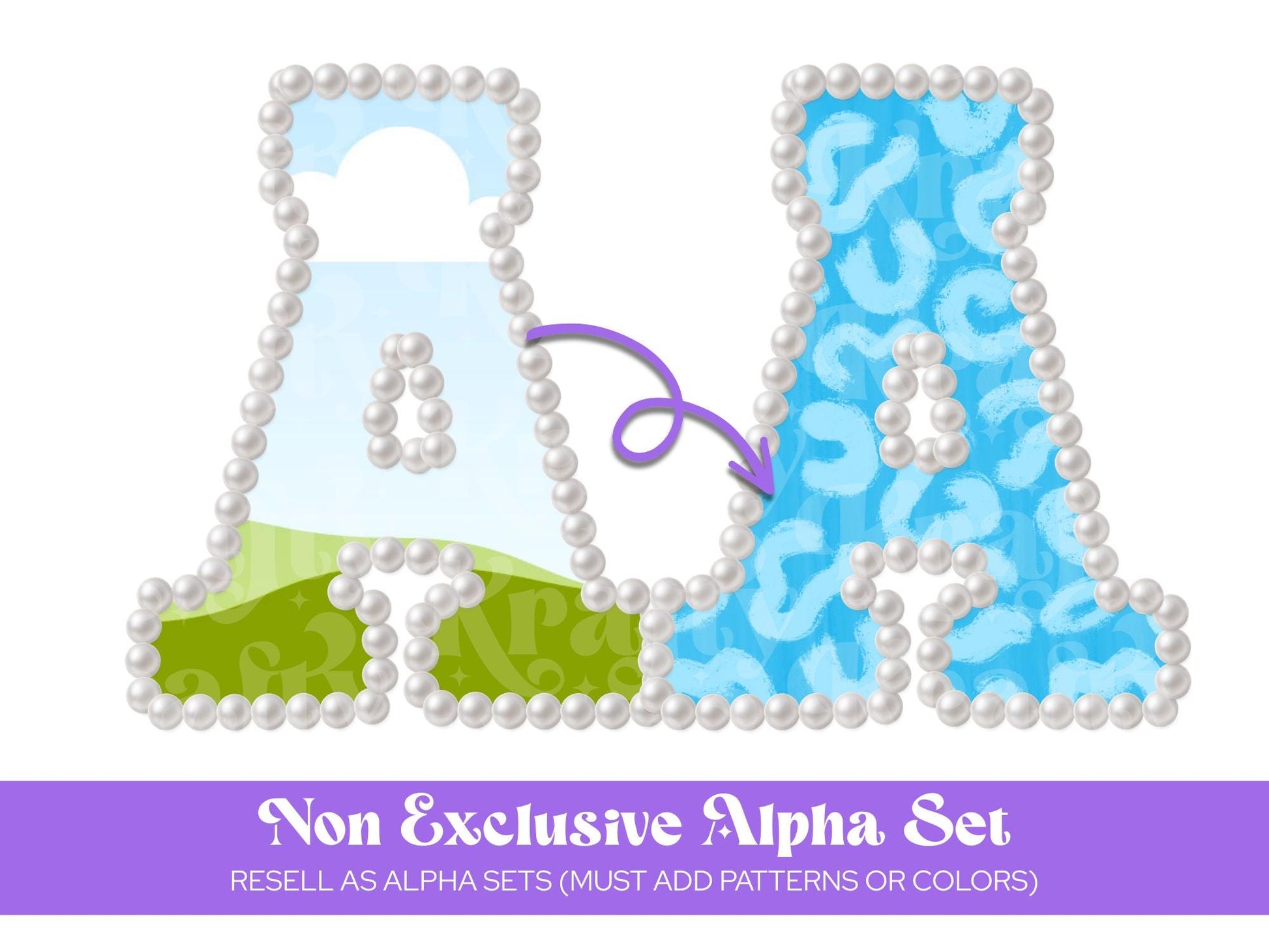 Varsity Pearl Alphabet Sublimation Letters: Commercial Use DIY PNG