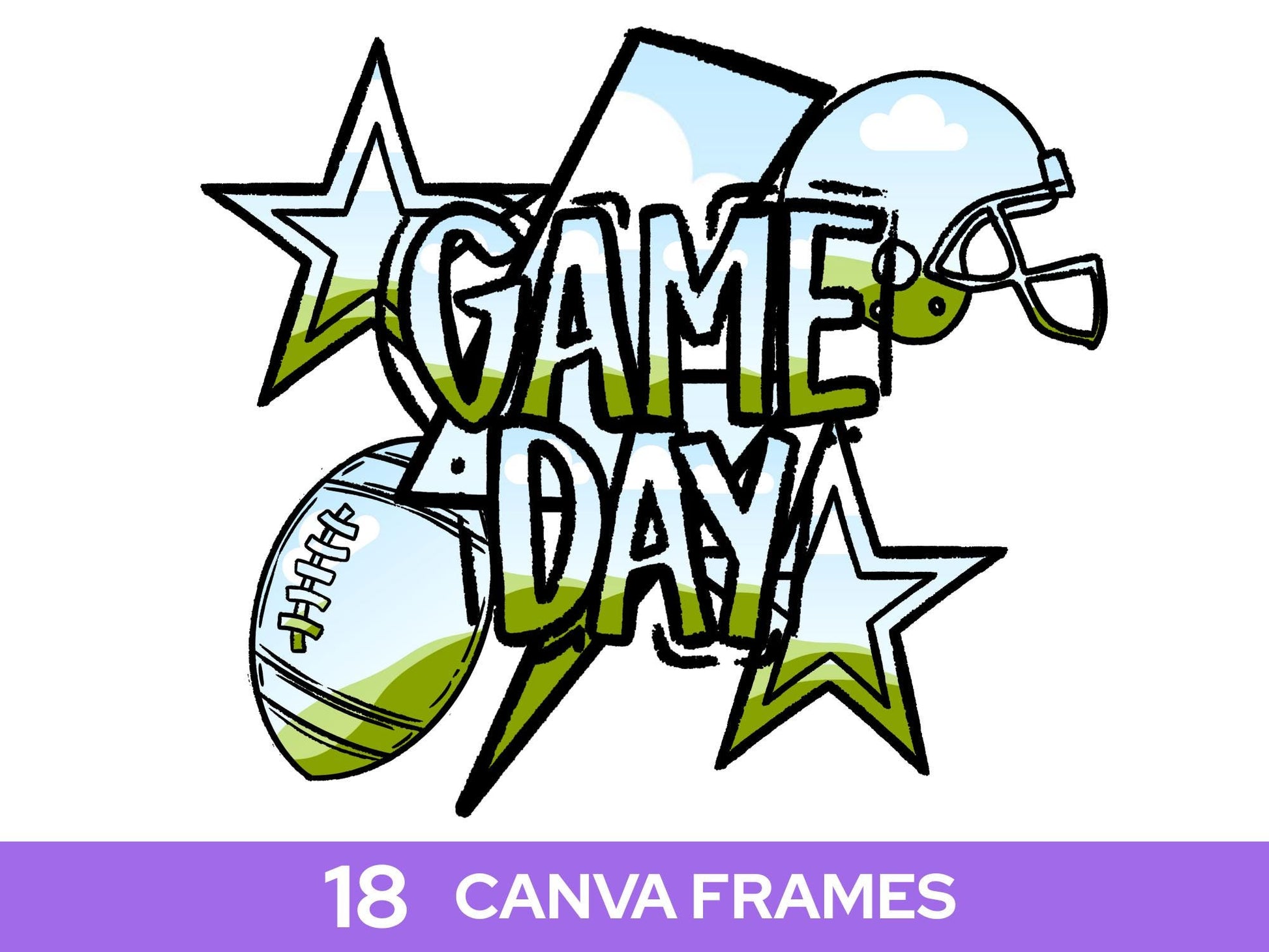Football Frame Bundle: Hand Drawn Clipart PNG Design (Commercial Use)