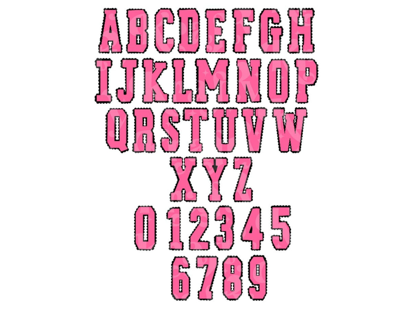 Scalloped Varsity Alphabet Sublimation Letters: Frame, Hand Lettered