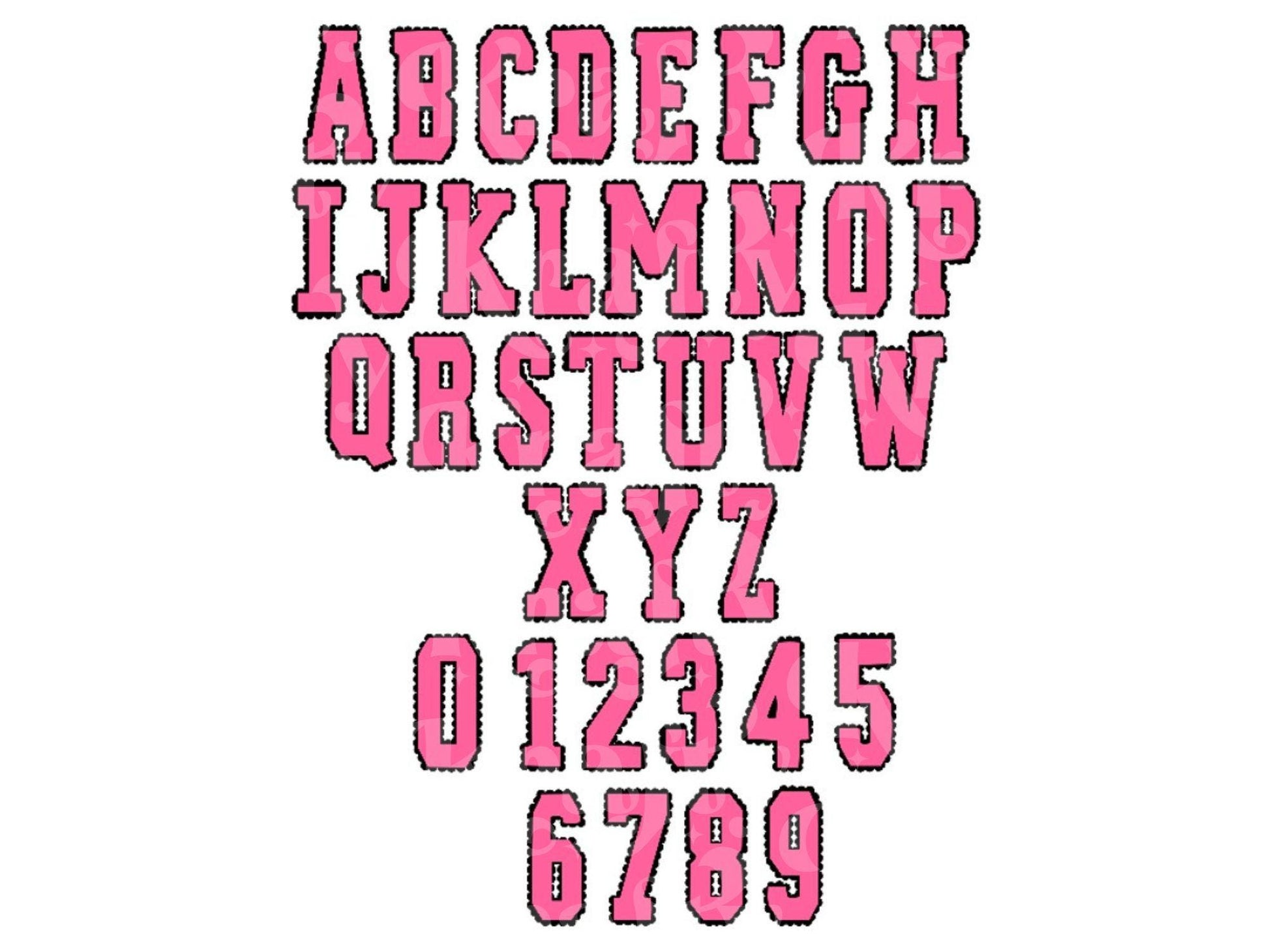 Scalloped Varsity Alphabet Sublimation Letters: Frame, Hand Lettered