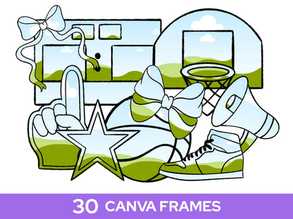 Basketball Canva Frame Bundle: Hand Drawn Clipart PNG Design