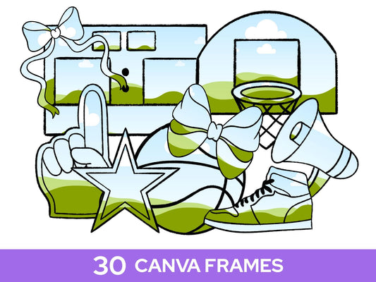 Basketball Canva Frame Bundle: Hand Drawn Clipart PNG Design
