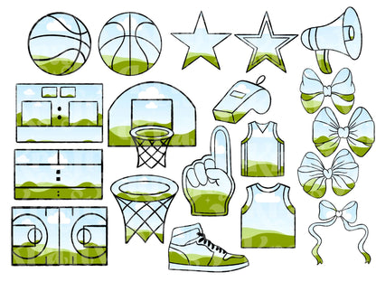 Basketball Canva Frame Bundle: Hand Drawn Clipart PNG Design