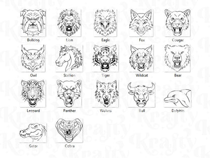 Hand Drawn Mascot Faces Stamps, School Spirit