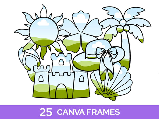 Beach Frame Bundle: Hand Drawn, Summer Clipart, PNG Design