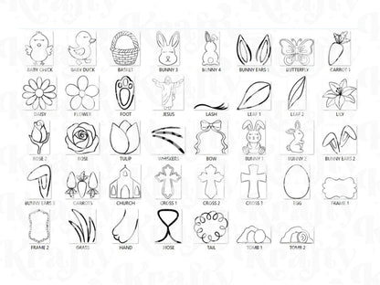 Christian Easter Bunny Brush Stamps: Faith Based, Commercial Use (Digital Download)
