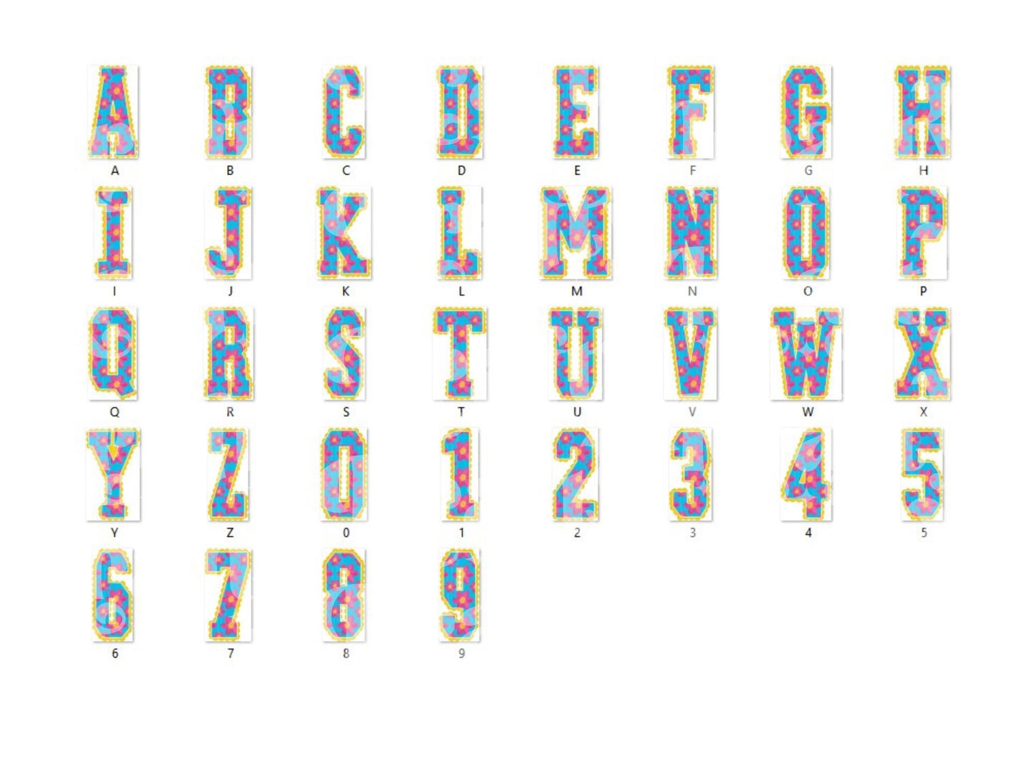 Floral Doodle Alpha Set, Alphabet Letters: Summer PNG Clipart, Commercial Use