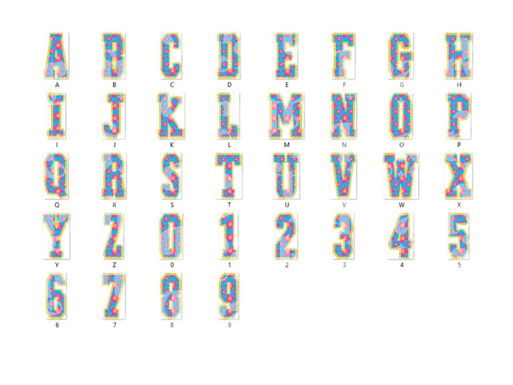 Floral Doodle Alpha Set, Alphabet Letters: Summer PNG Clipart, Commercial Use