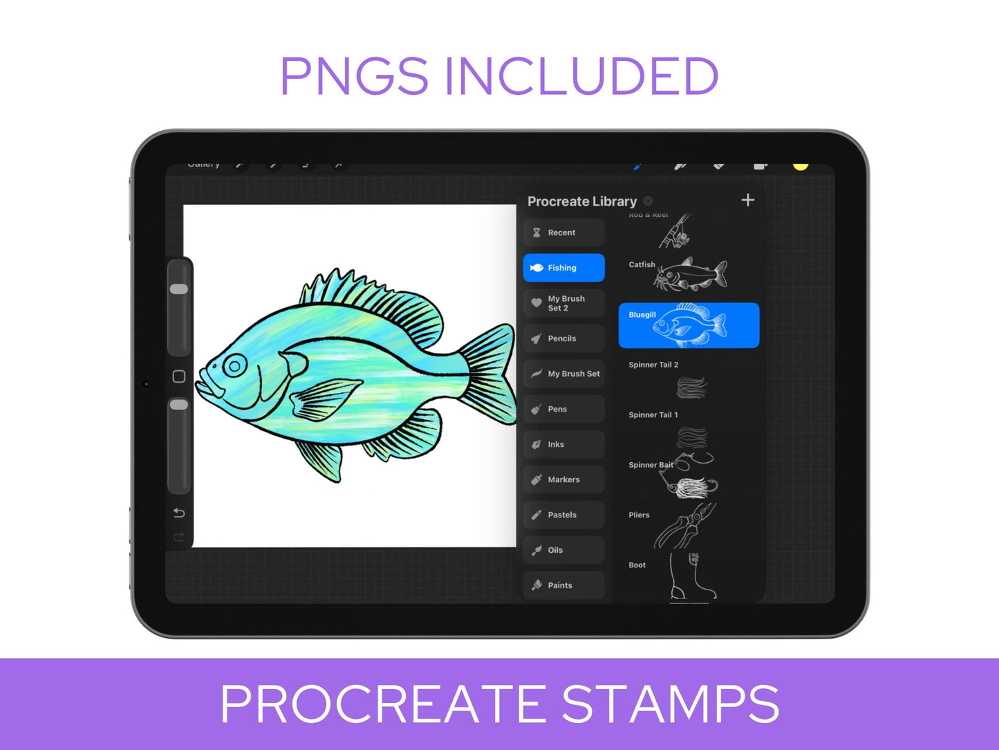 Fishing Stamps: Hand Drawn (Commercial Use PNGs)