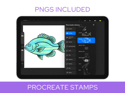Fishing Stamps: Hand Drawn (Commercial Use PNGs)