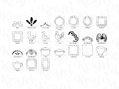 Grandmillennial Procreate Brush Stamps: Grannycore, Commercial Use (Digital Download)