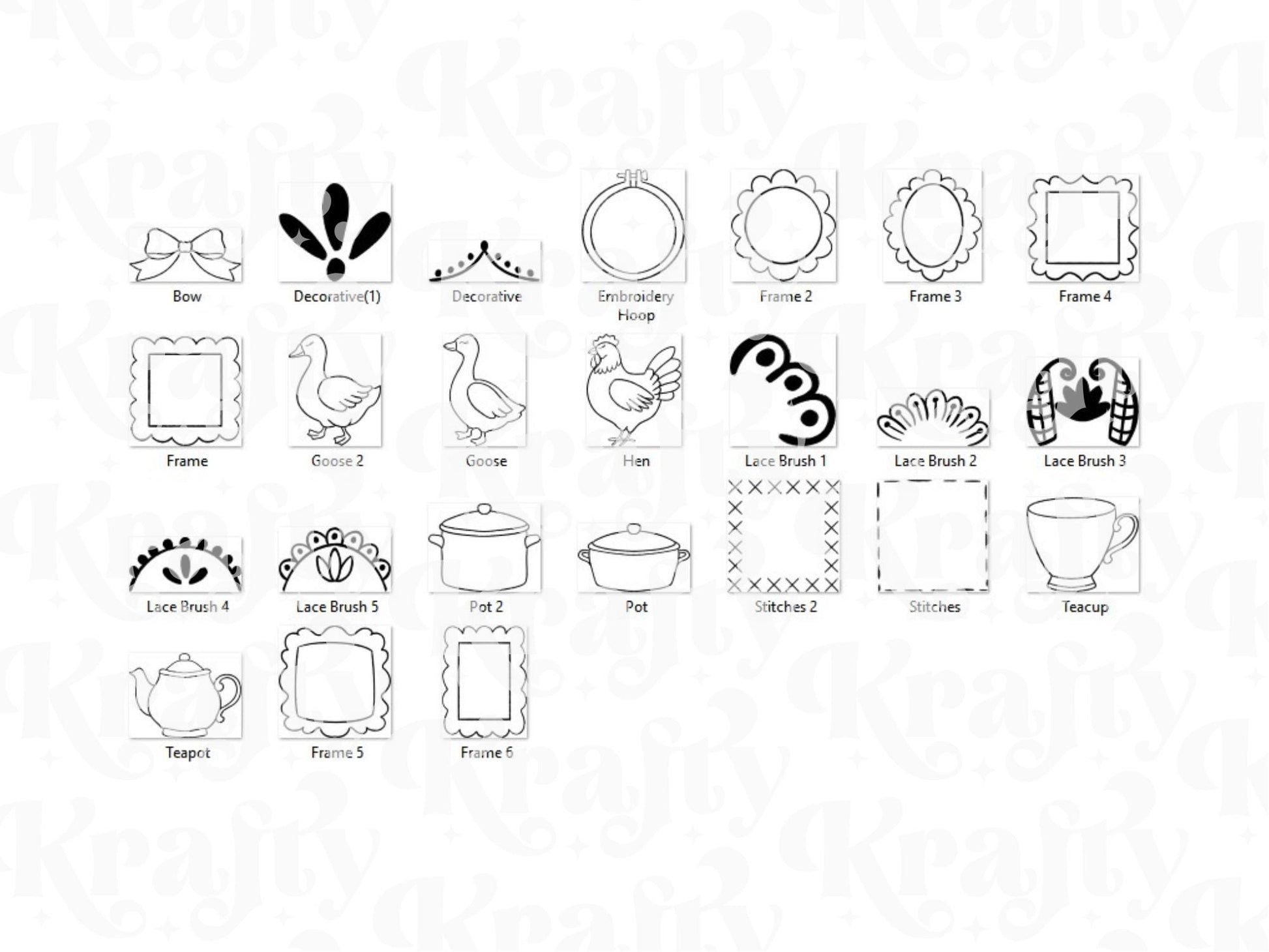 Grandmillennial Brush Stamps: Grannycore, Commercial Use (Digital Download)