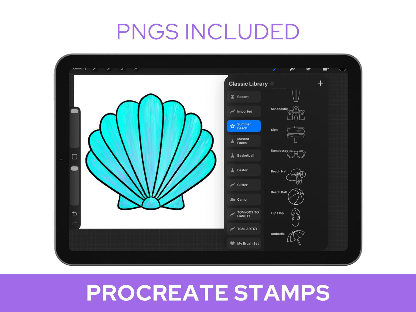 Summer Brush Stamps: Preppy, Beach Hand Drawn Commercial Use