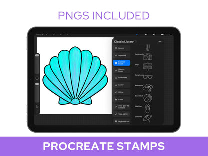 Summer Brush Stamps: Preppy, Beach Hand Drawn Commercial Use