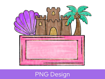 Preppy Summer Name Plate PNG Design, Hand Drawn, Beach
