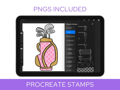 Preppy Golf Stamps, , Hand Drawn, Sports