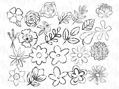 Flower Brush Stamps: Summer Florals, Commercial Use (Digital Download)