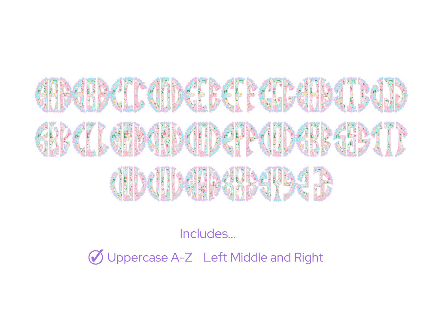 Coquette Bow Monogram Clipart: Summer Floral Alphabet (PNG)