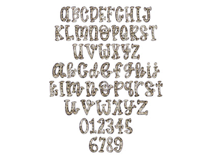 Camo Alpha Set: Preppy Doodle Letters, Alphabet LEtters (Digital Download)