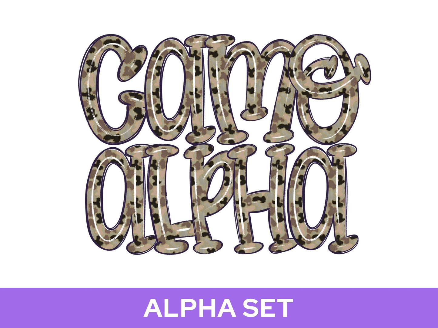Camo Alpha Set: Preppy Doodle Letters, Alphabet LEtters (Digital Download)