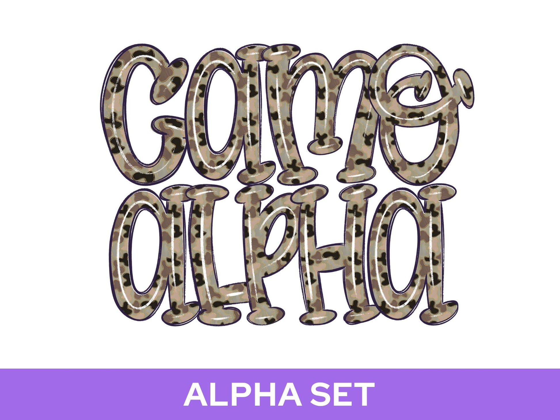 Camo Alpha Set: Preppy Doodle Letters, Alphabet LEtters (Digital Download)